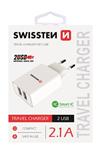 SWISSTEN SÍŤOVÝ ADAPTÉR SMART IC, CE 2x USB 2,1 A POWER BÍLÝ