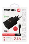 SWISSTEN SÍŤOVÝ ADAPTÉR SMART IC, CE 2x USB 2,1 A POWER ČERNÝ + DATOVÝ KABEL SWISSTEN USB / LIGHTNING 1,2 M ČERNÝ