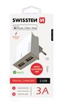 SWISSTEN SÍŤOVÝ ADAPTÉR SMART IC, CE 2x USB 3 A POWER BÍLÝ + DATOVÝ KABEL SWISSTEN USB / LIGHTNING MFi 1,2 M BÍLÝ