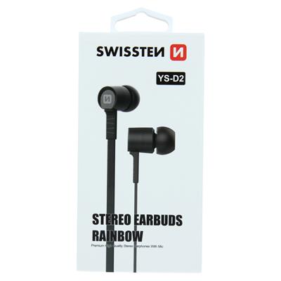 SWISSTEN SLUCHÁTKA EARBUDS RAINBOW YS-D2 ČERNÉ