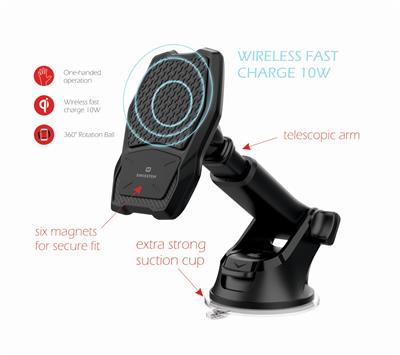 SWISSTEN SMART DRŽÁK DO AUTA S BEZDRÁTOVÝM NABÍJENÍM 15W S-GRIP W2-HK3