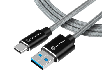 Tactical Fast Rope Aramid Cable USB-A/USB-C 0,3m šedý