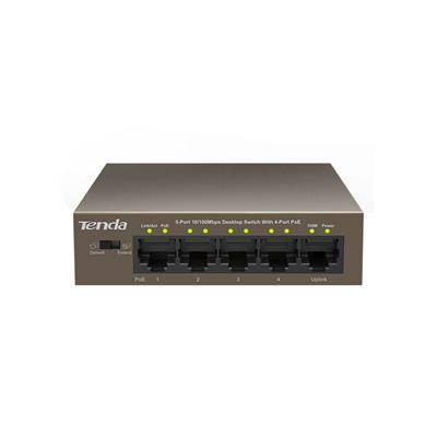 Tenda TEF1105P-4-63W - PoE AT Switch 63Watt, 5xRJ45 Switch s 4xPoE 802.3at, 10/100Mbps,Kov