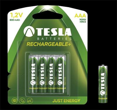 Tesla AAA RECHARGEABLE+ nabíjecí Ni-MH, 4 ks