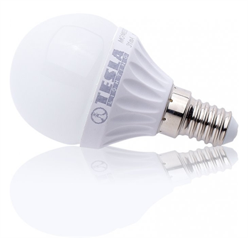 TESLA LED miniglobe BULB E14 3W,250lm,teplá bílá,79x45x45mm