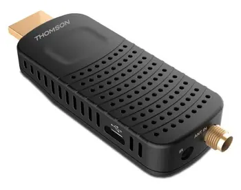 THOMSON DVB-T/T2 tuner HDMI stick THT 82/ Full HD/ H.265/HEVC/ externí anténa/ EPG/ PVR/ HDMI/ USB/ micro USB/ IR/ čern