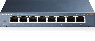 TP-Link TL-SG108 Switch 8x10/100/1000Mbps, Metal case, IEEE 802.1p QoS