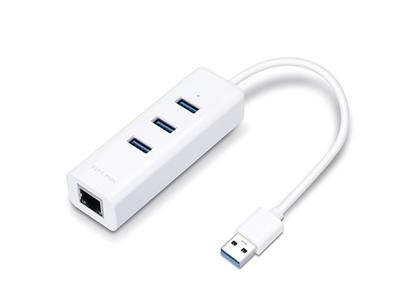 TP-Link UE330 síťový adaptér, USB3.0, 1x 10/100/1000Mbps + USB hub 3x USB 3.0 porty