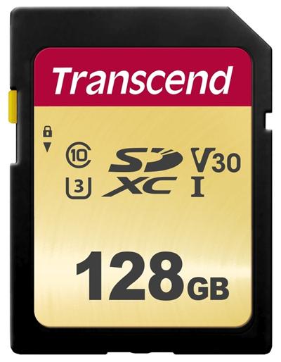 Transcend 128GB SDXC 500S (Class 10) UHS-I U3 V30 MLC paměťová karta, 95 MB/s R, 60 MB/s W