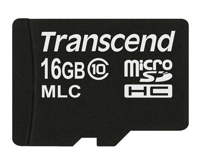 Transcend 16GB microSDHC (Class 10) MLC průmyslová paměťová karta (bez adaptéru), 20MB/s R, 16MB/s W