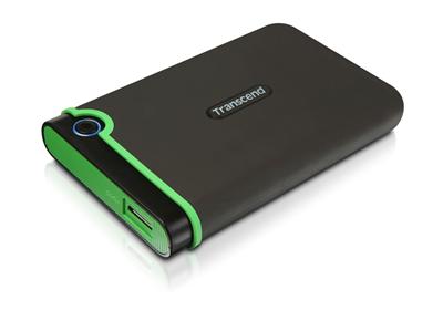 TRANSCEND 1TB StoreJet 25M3S SLIM, USB 3.0, 2.5” Externí Anti-Shock disk, tenký profil, šedo/zelený