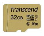 Transcend 32GB microSDHC 500S UHS-I U3 V30 (Class 10) MLC paměťová karta (s adaptérem), 95MB/s R, 60MB/s W 