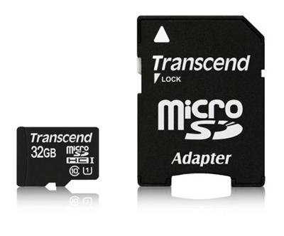 Transcend 32GB microSDHC UHS-I (Class 10) paměťová karta (s adaptérem)