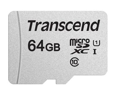 Transcend 64GB microSDXC 300S UHS-I U1 (Class 10) paměťová karta (bez adaptéru)