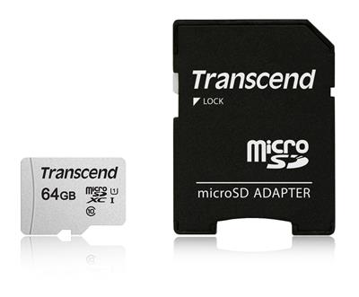 Transcend 64GB microSDXC 300S UHS-I U1 (Class 10) paměťová karta (s adaptérem)