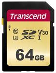 Transcend 64GB SDXC 500S (Class 10) UHS-I U3 V30 MLC paměťová karta, 95 MB/s R, 60 MB/s W