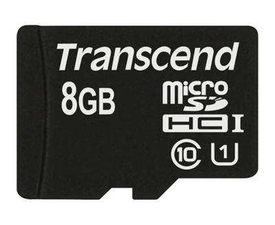 Transcend 8GB microSDHC UHS-I (Class 10) paměťová karta (bez adaptéru)