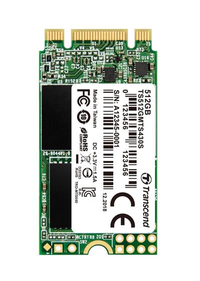 TRANSCEND MTS430S 512GB SSD disk M.2, 2242 SATA III 6Gb/s (3D TLC), 560MB/s R, 500MB/s W