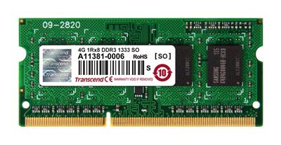 Transcend paměť 4GB DDR3 SO-DIMM 1333Mhz CL9 1Rx8