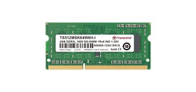 Transcend průmyslová paměť SODIMM DDR3 4GB 1600MHz, 1Rx8, CL11