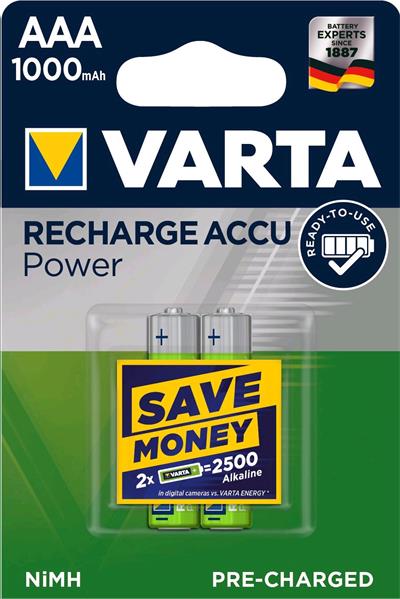 VARTA nabíjecí baterie Power AAA 1000 mAh, 2ks