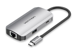 Vention 5-in-1 Type-C to 3x USB3.0 / RJ-45 / PD Hub 0.15M Gray Aluminum Alloy Type