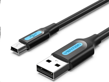 Vention Mini USB (M) to USB 2.0 (M) Cable 0.25M Black PVC Type