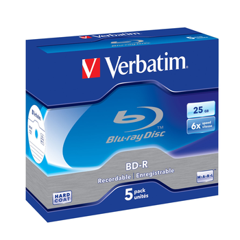 Verbatim Blue Ray BD-R SL 25 GB 6x jewel box, 5 pack