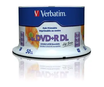 Verbatim DVD+R DL,8.5GB,8x,50-cake,WIDE PRINTABLE