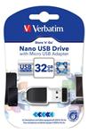 VERBATIM flashdisk 32GB USB 2.0 Store n Go NANO OTG + microUSB adaptér