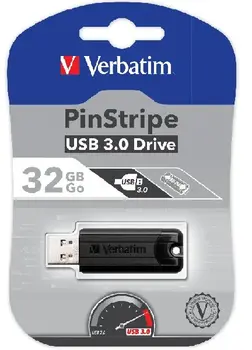 VERBATIM flashdisk 32GB USB 3.0 PinStripe USB Drive - Černá