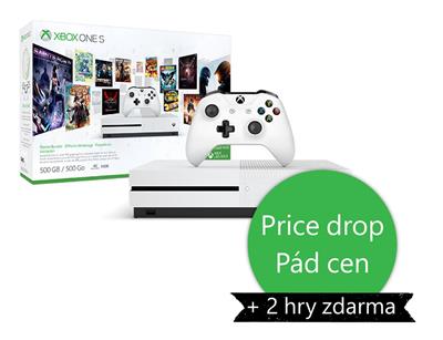 XBOX ONE S 500 GB + 3měsíční Game Pass + 3měsíční Xbox LIVE GOLD - price drop promo + 2 hry ZDARMA