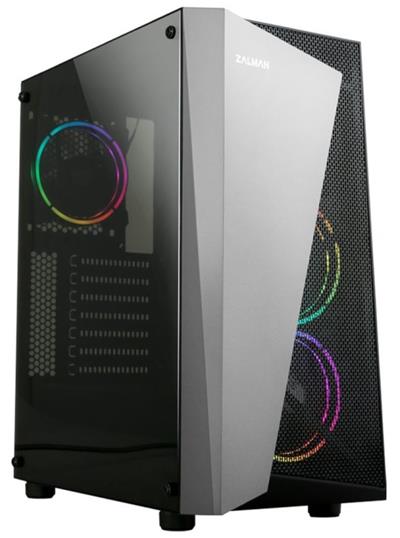 Zalman case miditower S4 Plus, bez zdroje, ATX, 1x USB 3.0, 2x USB 2.0, průhledná bočnice, černo-šedá