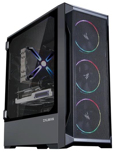 Zalman case miditower Z8 MS, bez zdroje, ATX, 3x 120mm ARGB ventilátor, 2x USB 3.0, 1x USB 2.0, průhledná bočnice, čern