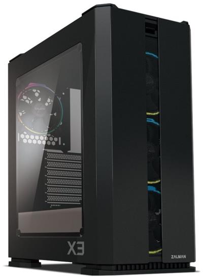 Zalman case X3 černá, Skříň, Middle tower, bez zdroje, ATX, 2x USB 3.0, 2x USB 2.0, průhledná bočnice, ARGB ventilátory