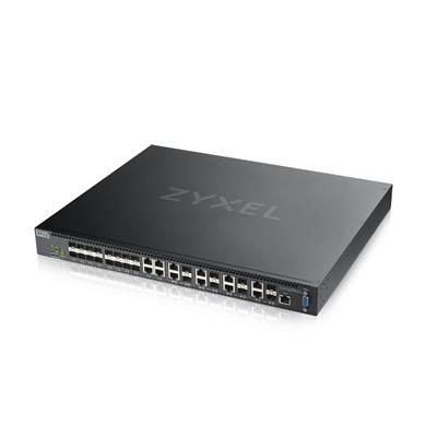 Zyxel XS3800-28, 28-port 10GbE L2+ Switch, MultiGig, 12x 10G Copper, 8x 10G dual pers., 8x 10G SFP+. Dual PSU